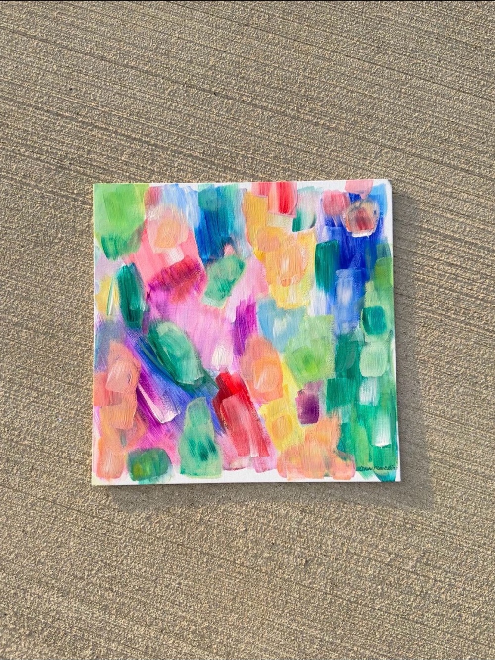Original Colorful Abstract Painting Modern Pastel Artwork 12x12 Canvas Panel - Picture 5 of 6